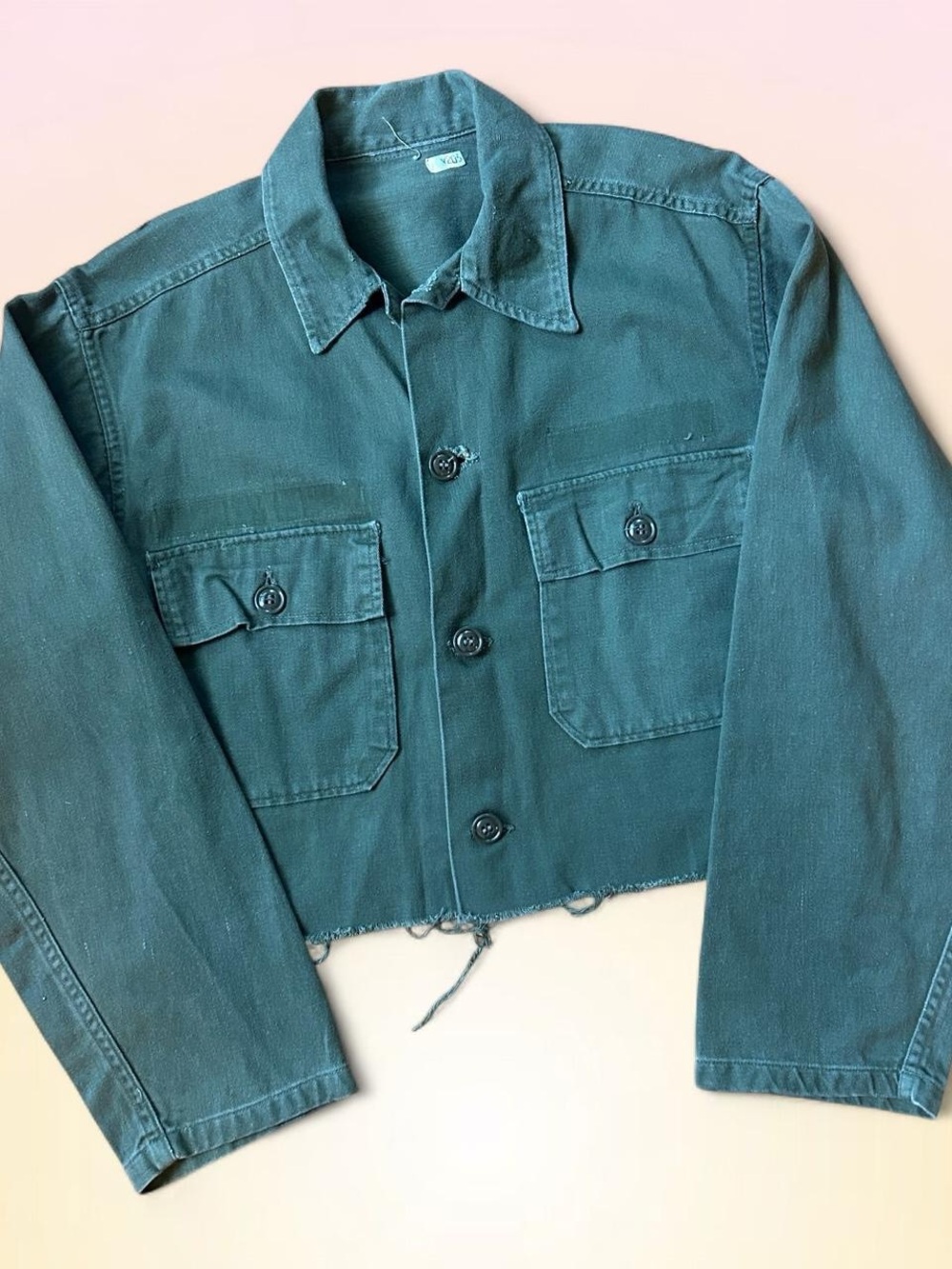 Vintage Cropped Army Green Utility Jacket/Overshirt